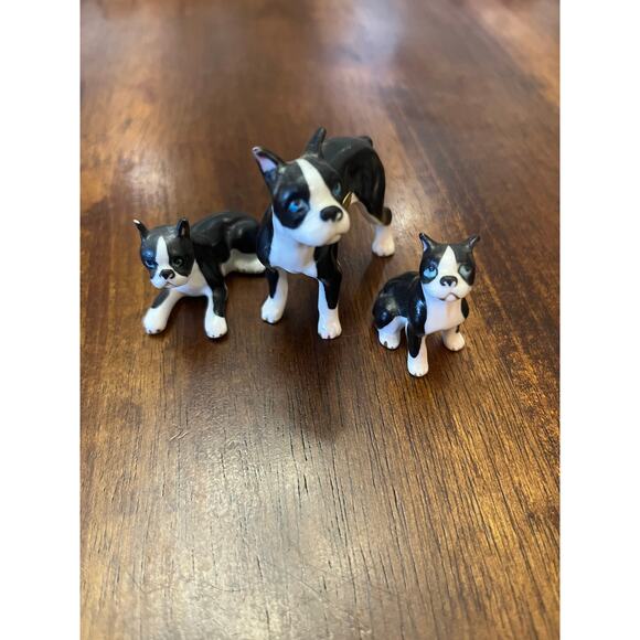 Vintage bone China Boston Terrier dog lot of 3 - Picture 1 of 2